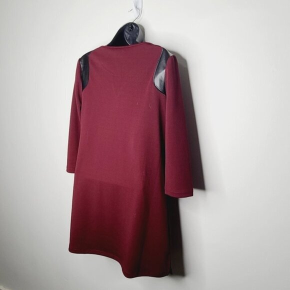 Cleo Maroon Shift Dress with Zipper Embellishments - Picture 2 of 6